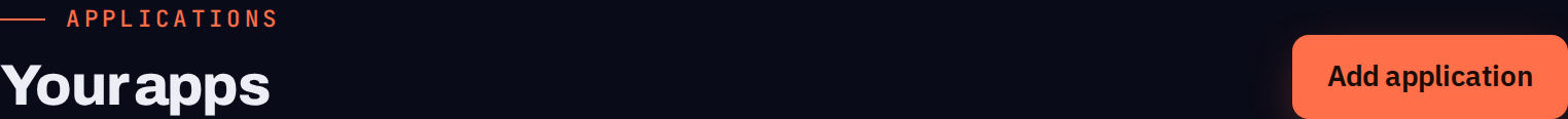 The Applications page with the Add application button